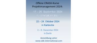 Organisateur de 4-Tages CRASH-Kurs Projektmanagement in Mainz 12.-15.11.24