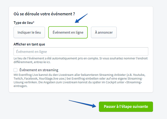 Nouvelle saisie d'événement Lieu II
